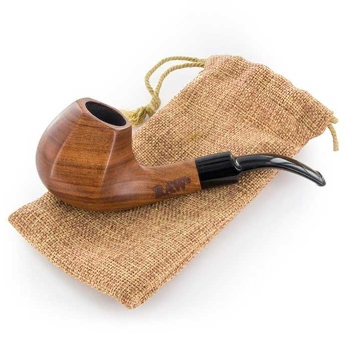Pipa de madera raw para fumar. Original con bolsa de tela y caja.