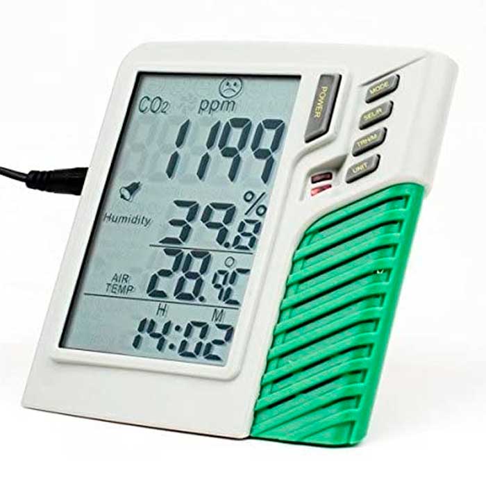 Medidor de CO2, temperatura y humedad para escritorio
