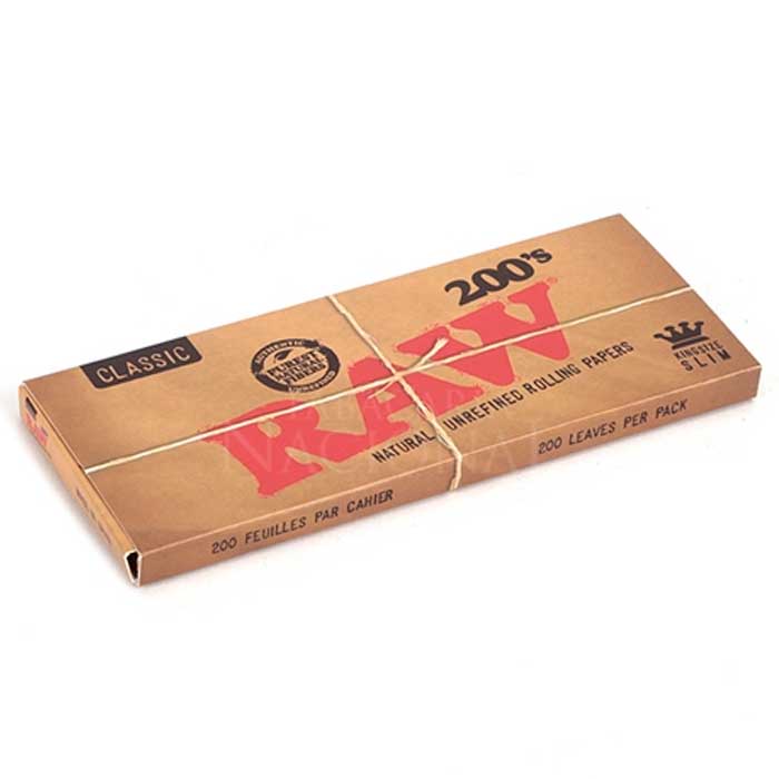 PAPEL RAW LARGO 200. 10 LIBRITOS. ROLLING PAPER KING SIZE en caja sin  logotipos