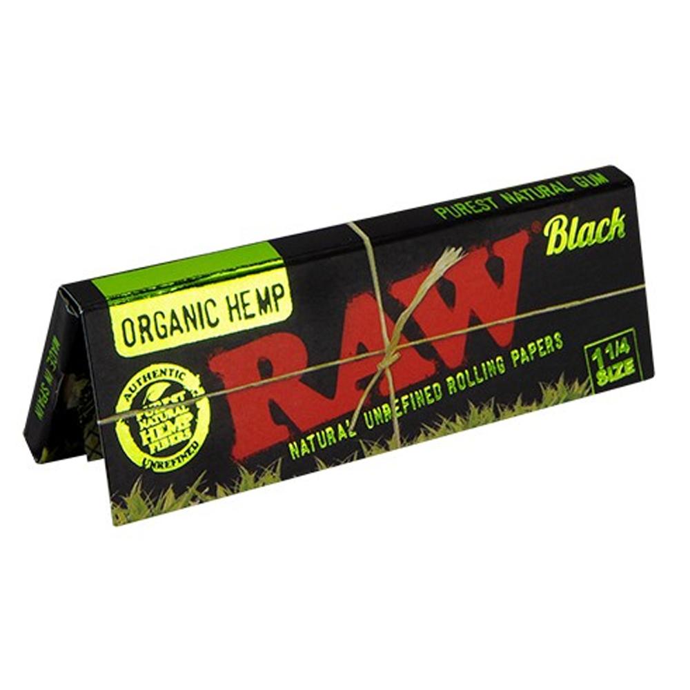 Raw Black Orgánico 1 ¼ papel de fumar